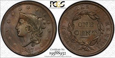 1837 1C Newcomb-10 MS65BN