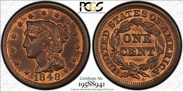 1848 1C N-9 MS65RB