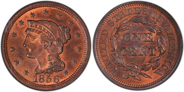 1856 1C N-8  Upright 5 MS64RB