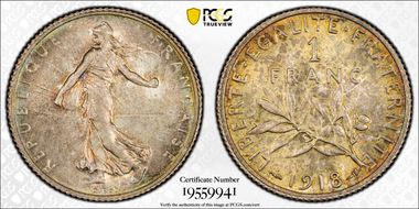 1918 1 Fr Gad-467 F-217 MS66