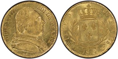 1814-W 20 Fr Gad-1026 Louis XVIII MS63