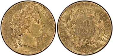 1850-A 20 Fr Gad-1059 oreille relevée MS62