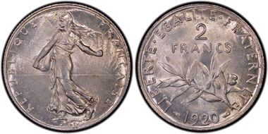 1920 2 Fr Gad-532 F-266 Semeuse MS64