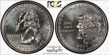 2000-D 25C New Hampshire MS68