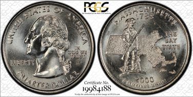 2000-D 25C Massachusetts MS68