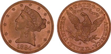 1884-S $5 MS61