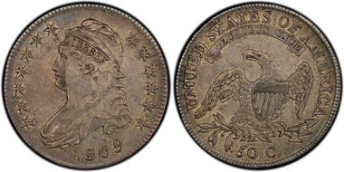 1809 50C Overton 108, III Edge VF30