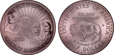 1991-D 50C Mount Rushmore MS68