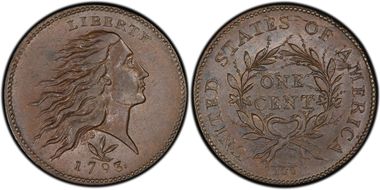 1793 1C Wreath, S-9 AU58BN