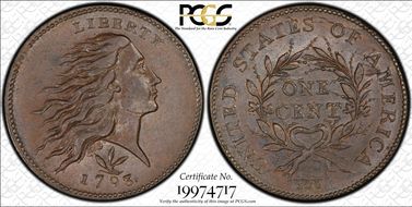 1793 1C Wreath, S-9 AU58BN