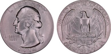 1934-D 25C Heavy Motto AU50