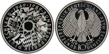 1989-G 10 Mk 40th Anniversary Republic PR69DCAM