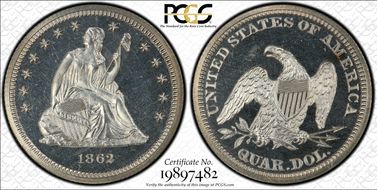 1862 25C PR64CAM