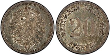 1873-A 20 Pfg J-5 AU53