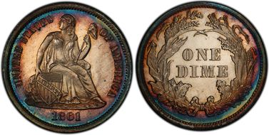 1861 10C PR64CAM