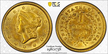 1850 G$1 AU58+
