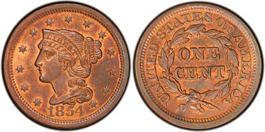 1854 1C Newcomb 20 MS65RB