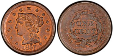 1857 1C N-1 Large Date MS64RB