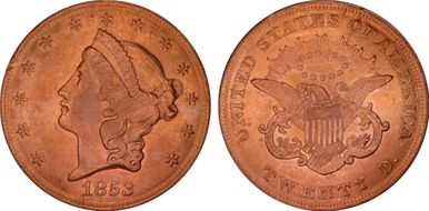 1853 $20 AU55
