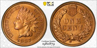 1887 1C MS65+ RD
