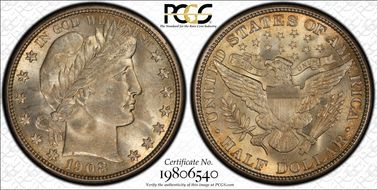 1908-O 50C MS67