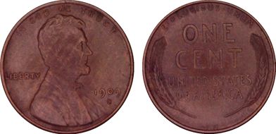 1909-S VDB 1C AU58BN