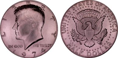 1974-D 50C Doubled Die Obverse MS63+