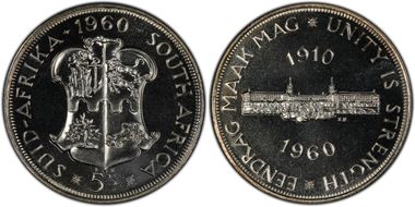 1960 5 Shil 50th Anniversary SA Union PR67
