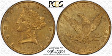 1859 $10 AU50