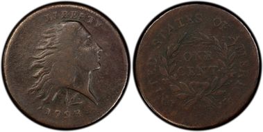 1793 1C Wreath, Lettered Edge F12BN