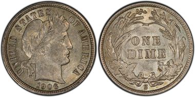 1906-S 10C AU55