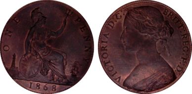 1868 1D S-3954 MS63RB