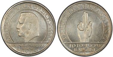 1929-D 5 Mk Constitution J-341 MS64