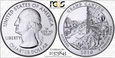 2010 25C Grand Canyon NP 5 oz Silver MS66PL