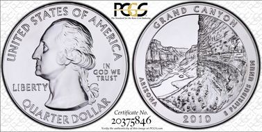 2010 25C Grand Canyon NP 5 oz Silver MS65PL