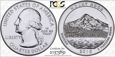2010 25C Mount Hood NP 5 oz Silver MS69DMPL