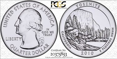 2010 25C Yosemite NP 5 oz Silver MS67DMPL
