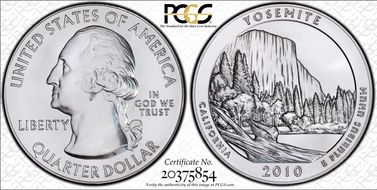 2010 25C Yosemite NP 5 oz Silver MS68PL