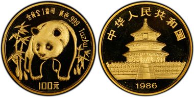 1986 100 Yn Panda Gold PAN-30A MS69