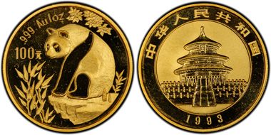 1993(沈) 100 Yn Panda Au Small Date PAN-189B MS68