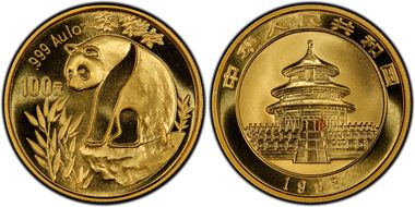 1993(上) 100 Yn Panda Au Large Date PAN-189A MS68