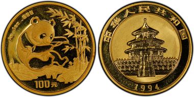 1994(上) 100 Yn Panda Au Large Date MS68