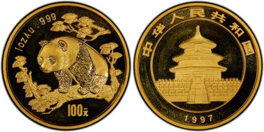 1997(沈) 100 Yn Panda Au Large Date MS69