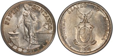 1944-S 50C KM-183  Ag AU58