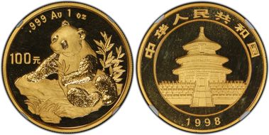 1998(沈) 100 Yn Panda Au Large Date PAN-303B MS69