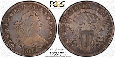 1806 50C Pointed 6, Stem VF25