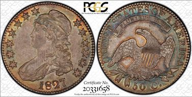 1827 50C Square Base 2 AU50