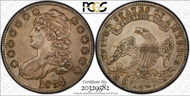 1834 50C Overton 106 AU53