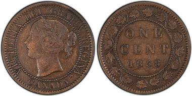 1858 1C ↑↑ Bronze, Broken Vine XF40BN