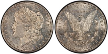 1881-S $1 VAM 54B, Wounded Eagle AU53